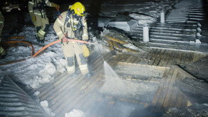 Fire on an Apartment Building Roof