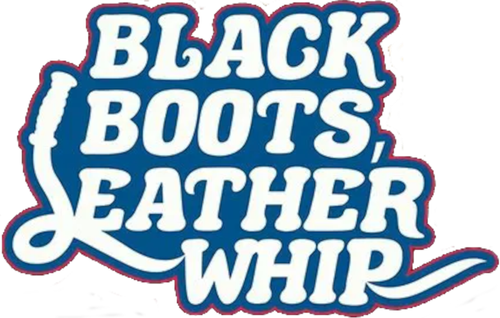 Botas negras, látigo de cuero logo